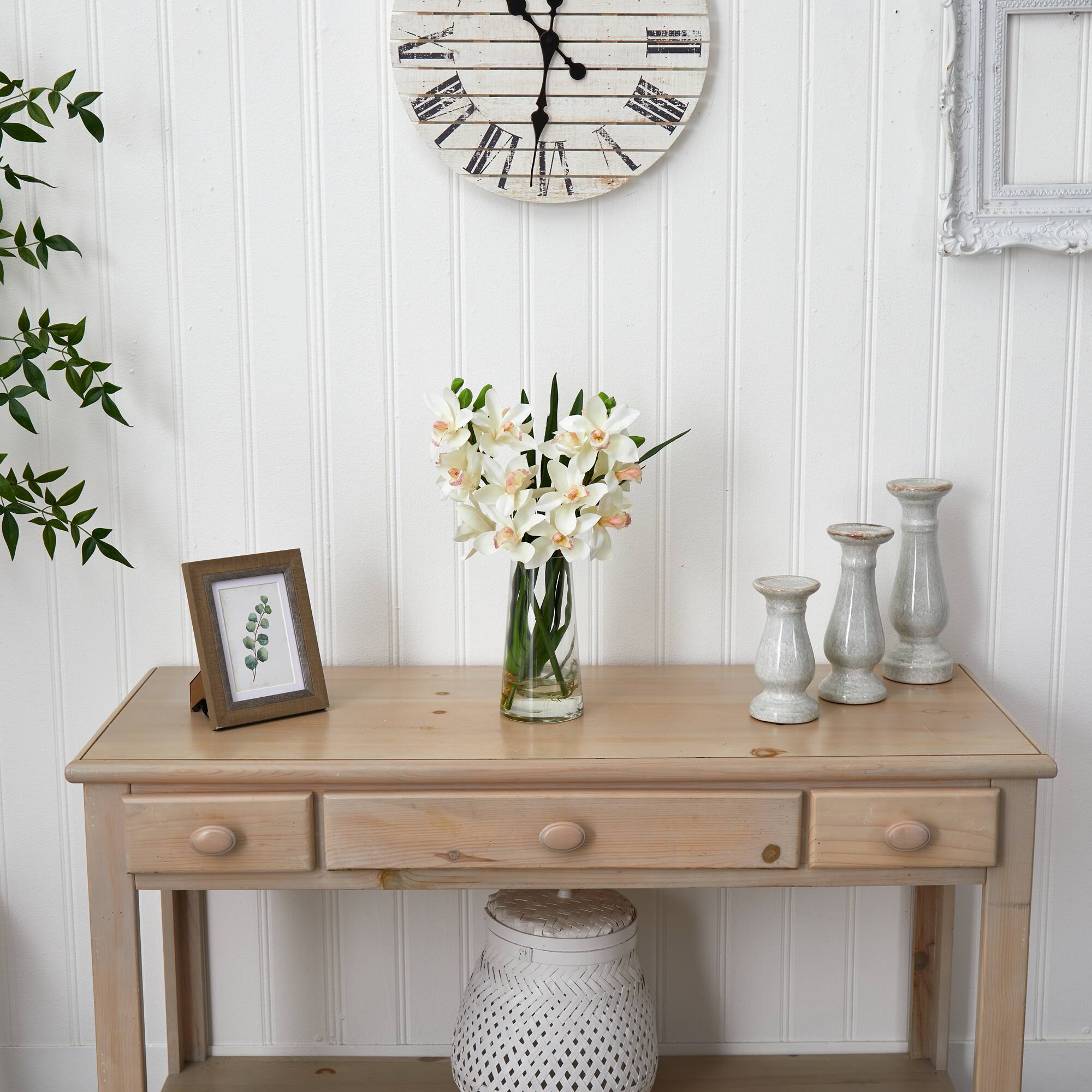 19" Cream Boat Orchid in Vase